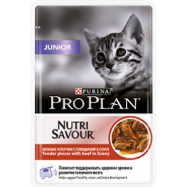 ПРО ПЛАН Влажный корм для котят Purina Pro Plan Junior, говядина, пауч, 85 г